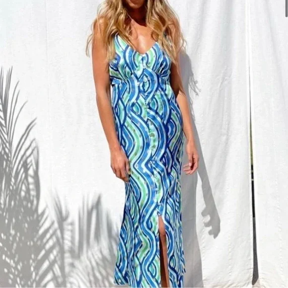 NWOT‎ NEVER FULLY DRESSED Strappy Lindos Dress Buttoned up Size 2